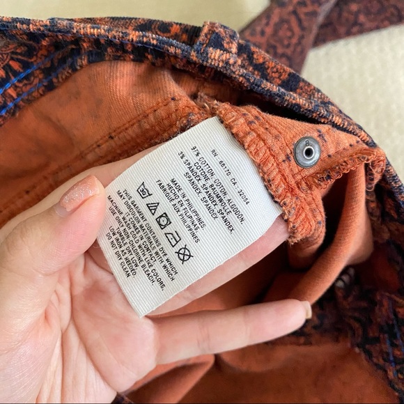 PILCRO AND THE LETTERPRESS Navy Orange Serif Corduroy Pants Paisley - Picture 10 of 13